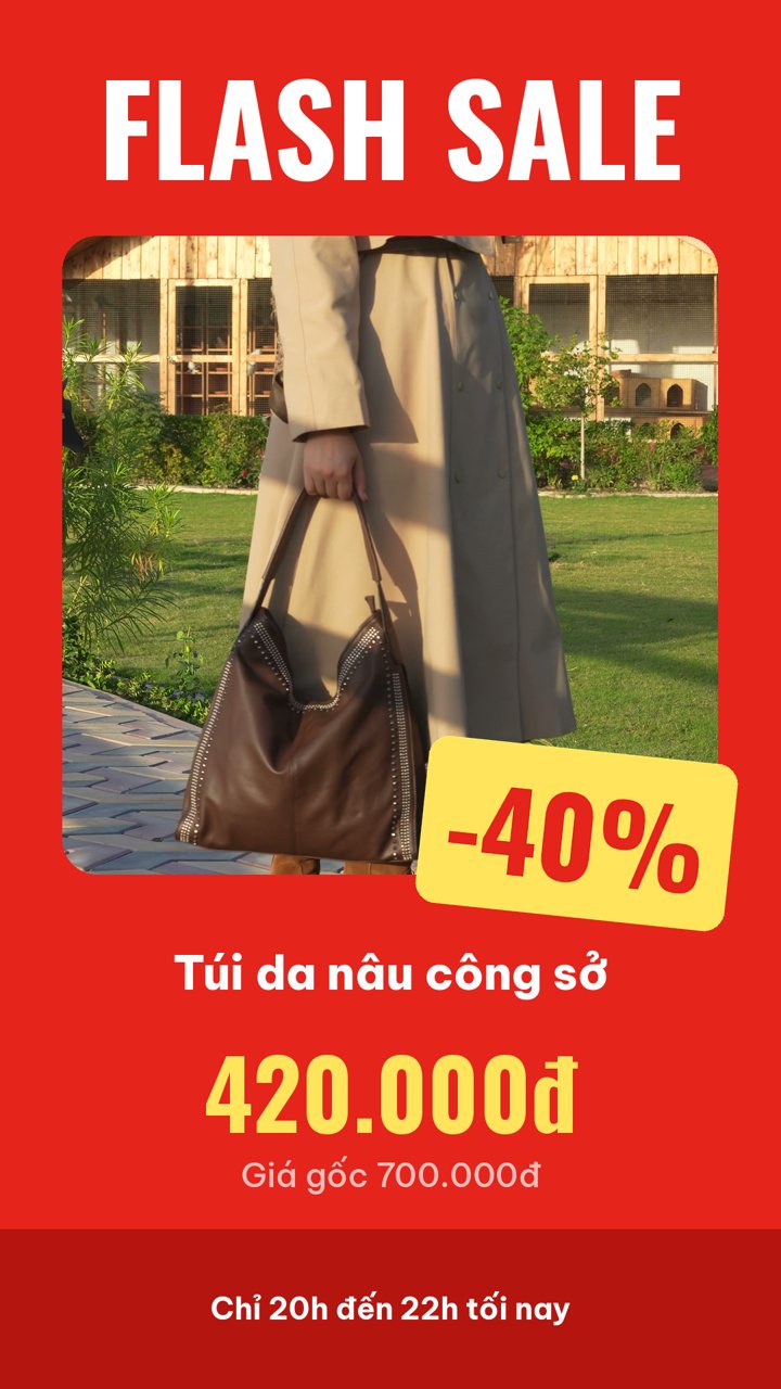 Demo story flash sale túi da giảm 40%